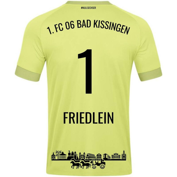 Trikot Torwart Gelb FC mit Logos und Rückennummer